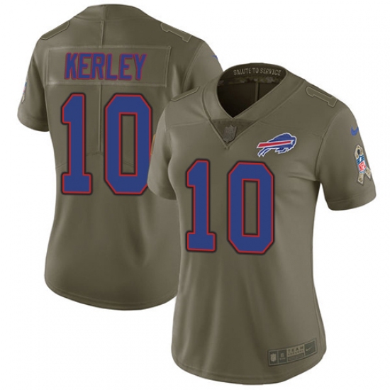 Women's Nike Buffalo Bills 10 Jeremy Kerley Limited Olive 2017 Salute to Service NFL Jersey