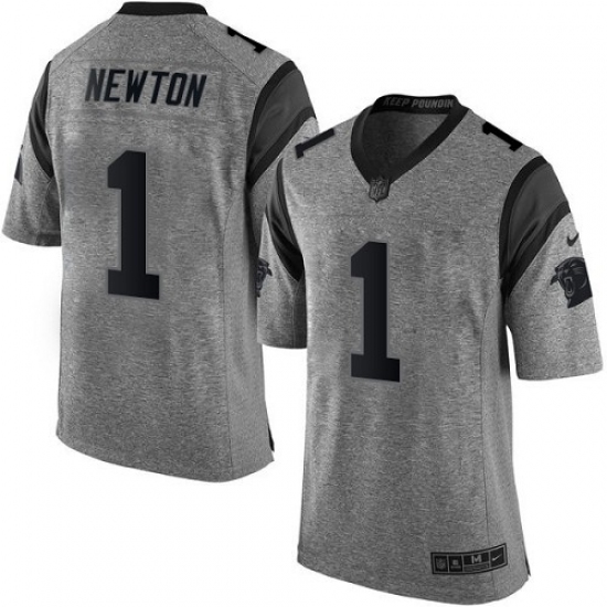 Men's Nike Carolina Panthers 1 Cam Newton Limited Gray Gridiron NFL Jersey