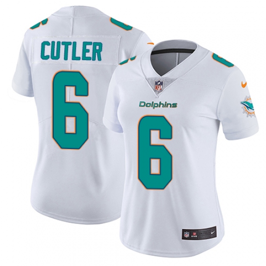 Women's Nike Miami Dolphins 6 Jay Cutler White Vapor Untouchable Limited Player NFL Jersey