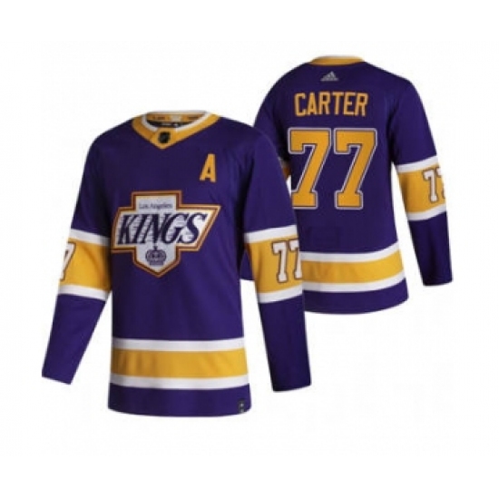 Men's Los Angeles Kings 77 Jeff Carter Black 2020-21 Reverse Retro Alternate Hockey Jersey