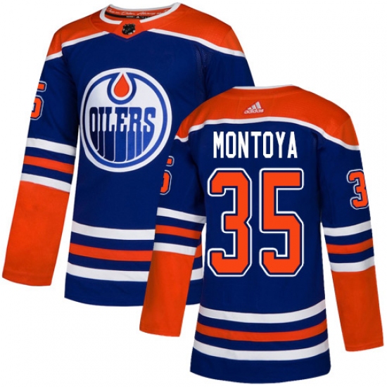 Men's Adidas Edmonton Oilers 35 Al Montoya Premier Royal Blue Alternate NHL Jersey