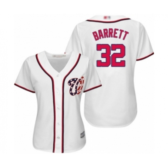 Women's Washington Nationals 32 Aaron Barrett Authentic White Home Cool Base Baseball Player Jersey