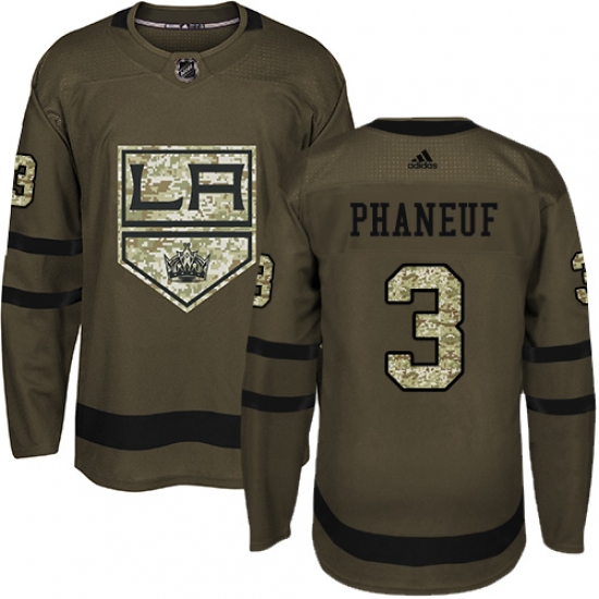 Men's Adidas Los Angeles Kings 3 Dion Phaneuf Authentic Green Salute to Service NHL Jersey
