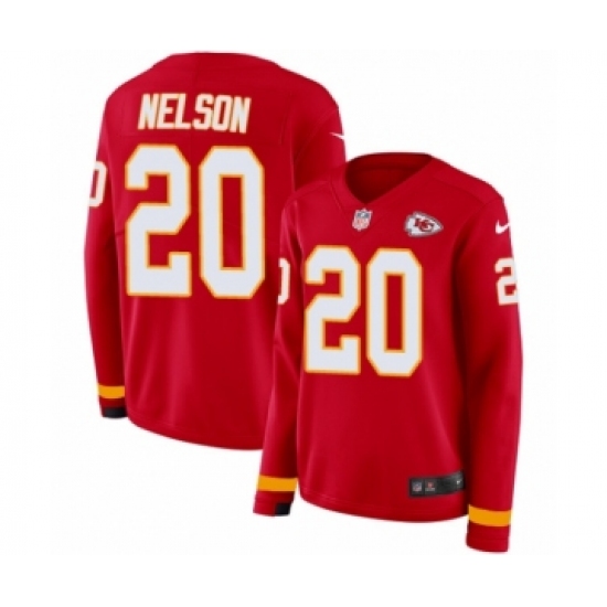 Women's Nike Kansas City Chiefs 20 Steven Nelson Limited Red Therma Long Sleeve NFL Jersey