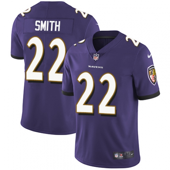 Youth Nike Baltimore Ravens 22 Jimmy Smith Purple Team Color Vapor Untouchable Limited Player NFL Jersey