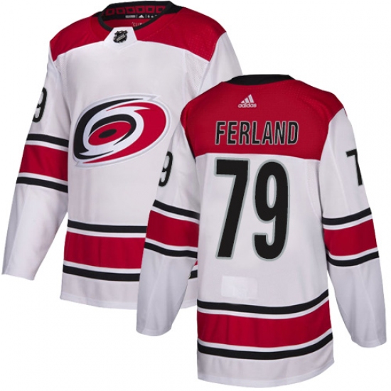 Men's Adidas Carolina Hurricanes 79 Michael Ferland White Road Authentic Stitched NHL Jersey