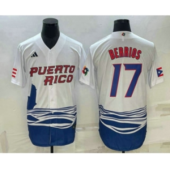 Men's Puerto Rico Baseball 17 Jose Berrios 2023 White World Baseball Classic Stitched Jerseys