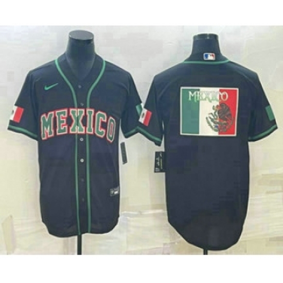 Men's Mexico Baseball 2023 Black World Big Logo Classic Stitched Jerseys