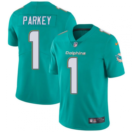Men's Nike Miami Dolphins 1 Cody Parkey Aqua Green Team Color Vapor Untouchable Limited Player NFL Jersey
