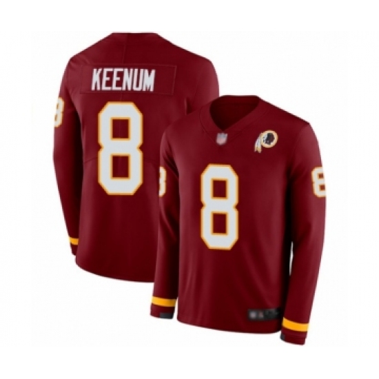 Men's Washington Redskins 8 Case Keenum Limited Burgundy Therma Long Sleeve Football Jersey
