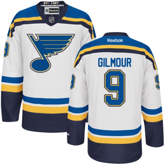 Men's Reebok St. Louis Blues 9 Doug Gilmour Authentic White Away NHL Jersey