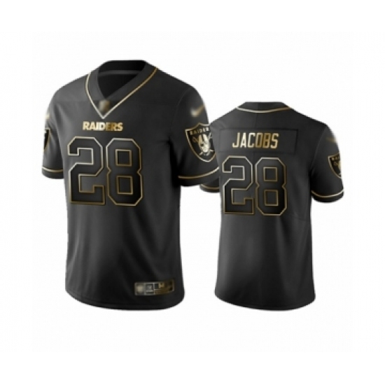 Men's Oakland Raiders 28 Josh Jacobs Black Golden Edition Limited Football Jersey