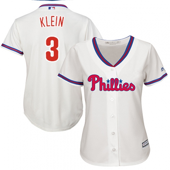 Women's Majestic Philadelphia Phillies 3 Chuck Klein Replica Cream Alternate Cool Base MLB Jersey