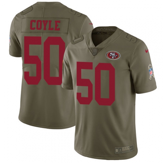 Men's Nike San Francisco 49ers 50 Brock Coyle Limited Olive 2017 Salute to Service NFL Jersey