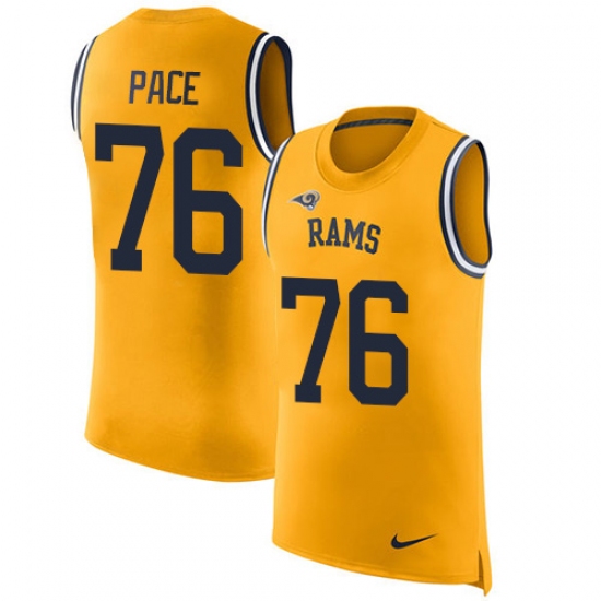 Men's Nike Los Angeles Rams 76 Orlando Pace Limited Gold Rush Player Name & Number Tank Top NFL Jersey