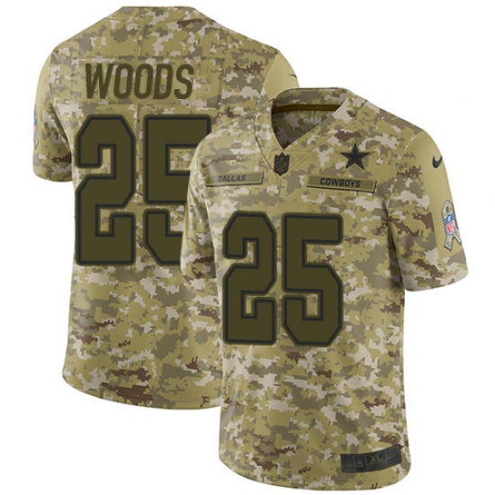 Youth Nike Dallas Cowboys 25 Xavier Woods Limited Camo 2018 Salute to Service NFL Jersey