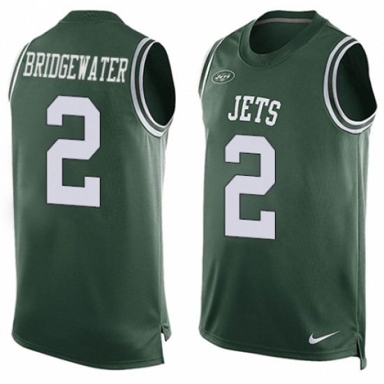 Men's Nike New York Jets 2 Teddy Bridgewater Limited Green Player Name & Number Tank Top NFL Jersey