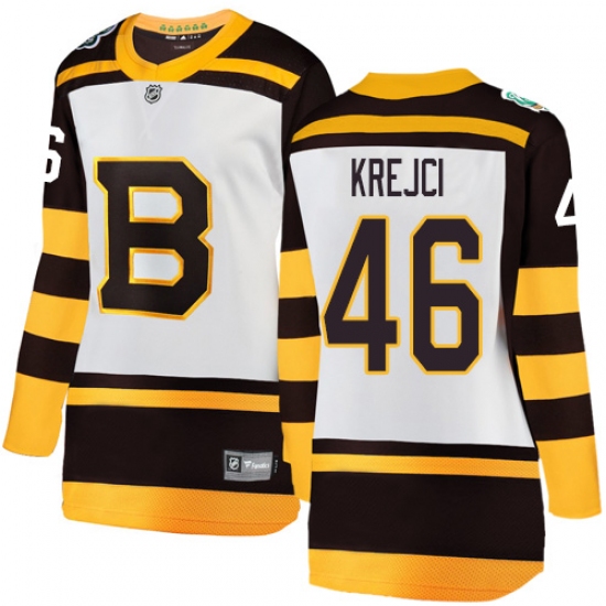 Women's Boston Bruins 46 David Krejci White 2019 Winter Classic Fanatics Branded Breakaway NHL Jersey