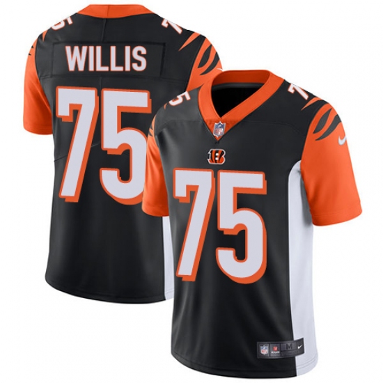 Men's Nike Cincinnati Bengals 75 Jordan Willis Black Team Color Vapor Untouchable Limited Player NFL Jersey