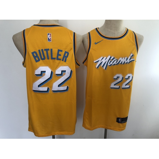 Men's Nike Miami Heat 22 Jimmy Butler Yellow City Swingman Basketball Jersey