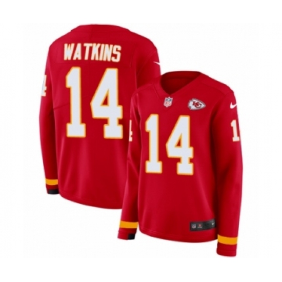 Women's Nike Kansas City Chiefs 14 Sammy Watkins Limited Red Therma Long Sleeve NFL Jersey