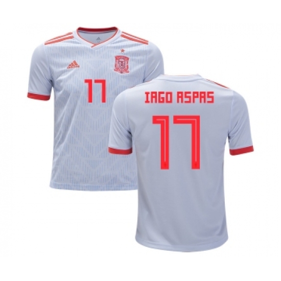 Spain 17 Iago Aspas Away Kid Soccer Country Jersey