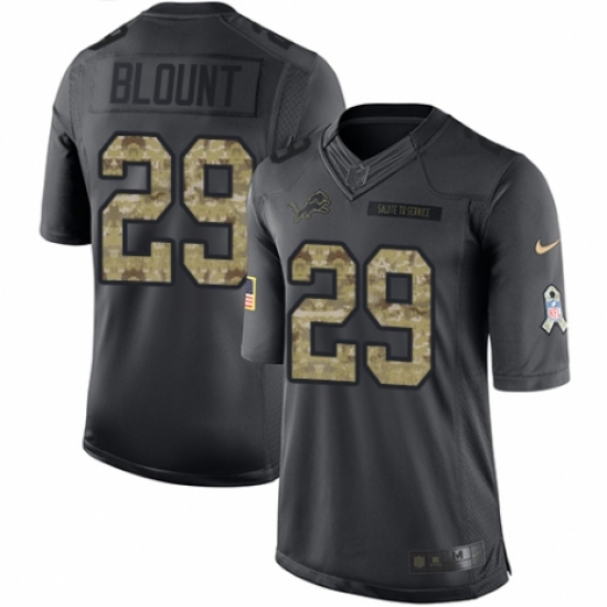 Men's Nike Detroit Lions 29 LeGarrette Blount Limited Black 2016 Salute to Service NFL Jersey