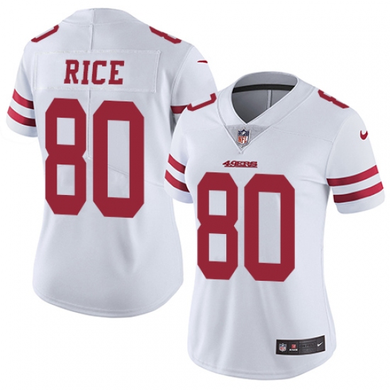 Women's Nike San Francisco 49ers 80 Jerry Rice White Vapor Untouchable Limited Player NFL Jersey