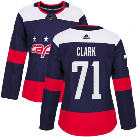 Women's Adidas Washington Capitals 71 Kody Clark Authentic Navy Blue 2018 Stadium Series NHL Jersey