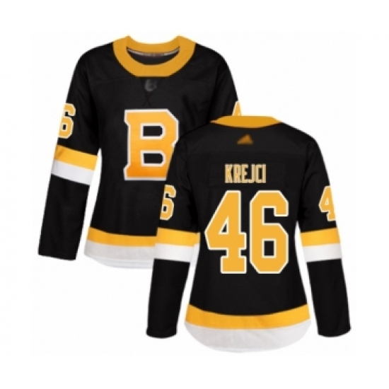 Women's Boston Bruins 46 David Krejci Authentic Black Alternate Hockey Jersey