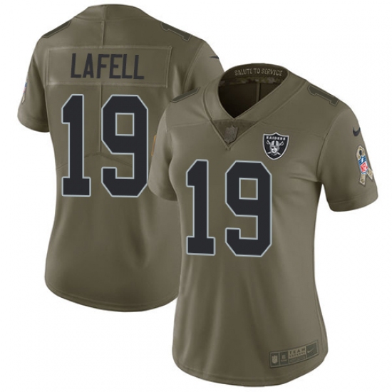 Women's Nike Oakland Raiders 19 Brandon LaFell Limited Olive 2017 Salute to Service NFL Jersey
