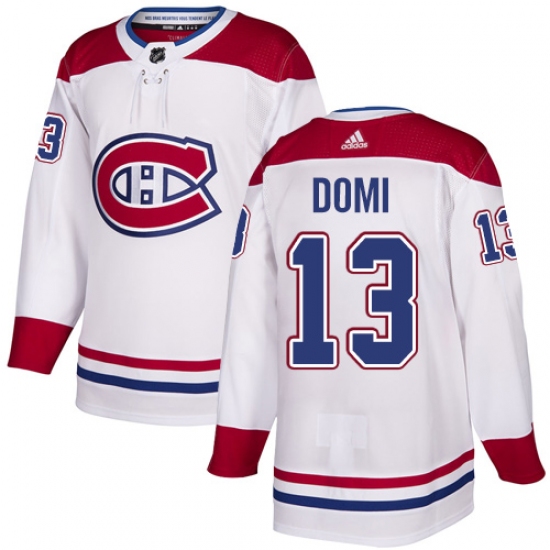 Men's Adidas Montreal Canadiens 13 Max Domi Authentic White Away NHL Jersey