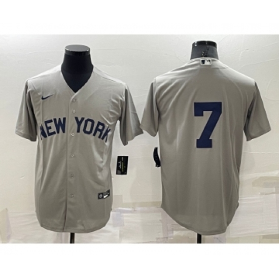 Men's New York Yankees 7 Mickey Mantle 2021 Grey Field of Dreams Cool Base Stitched Baseball Jersey