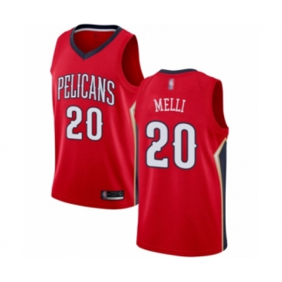 Women's New Orleans Pelicans 20 Nicolo Melli Swingman Red Basketball Jersey Statement Edition