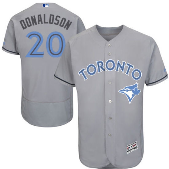 Men's Majestic Toronto Blue Jays 20 Josh Donaldson Authentic Gray 2016 Father's Day Fashion Flex Base MLB Jersey