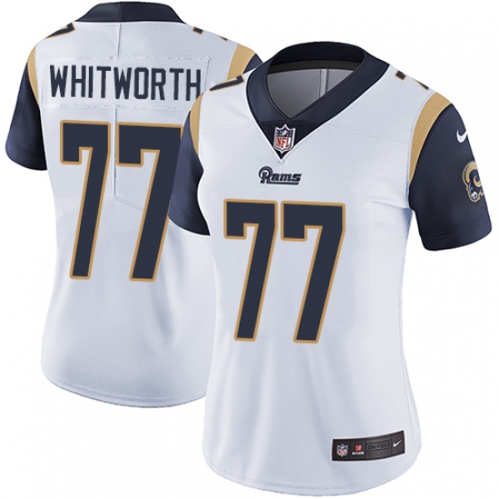 Women's Nike Los Angeles Rams 77 Andrew Whitworth White Vapor Untouchable Limited Player NFL Jersey