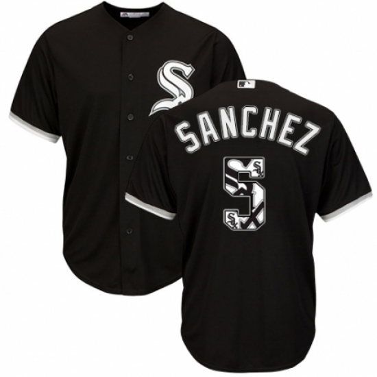 Men's Majestic Chicago White Sox 5 Yolmer Sanchez Authentic Black Team Logo Fashion Cool Base MLB Jersey