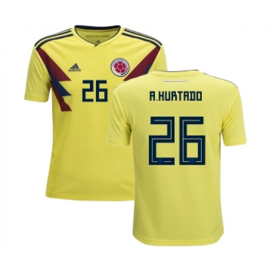 Colombia 26 A. Hurtado Home Kid Soccer Country Jersey