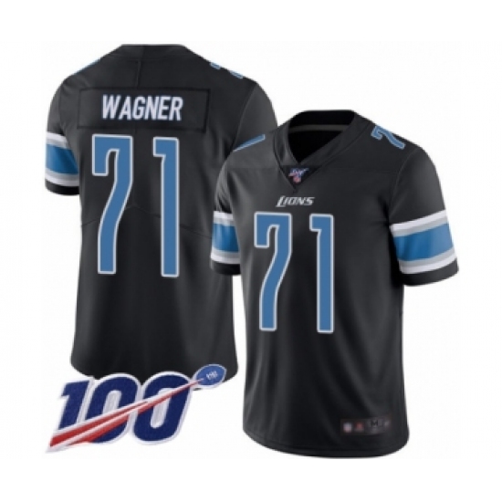 Men's Detroit Lions 71 Ricky Wagner Limited Black Rush Vapor Untouchable 100th Season Football Jersey