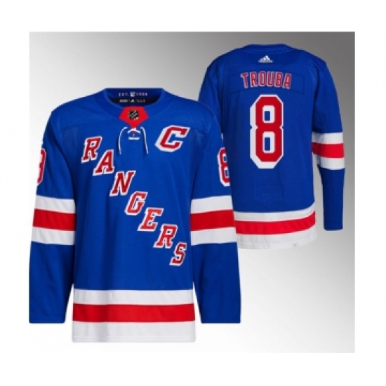 Men's New York Rangers 8 Jacob Trouba Blue Stitched Jersey