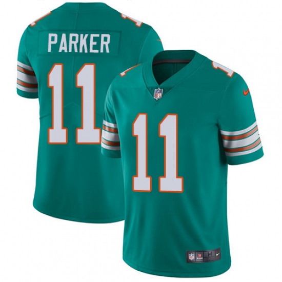 Men's Nike Miami Dolphins 11 DeVante Parker Aqua Green Alternate Vapor Untouchable Limited Player NFL Jersey
