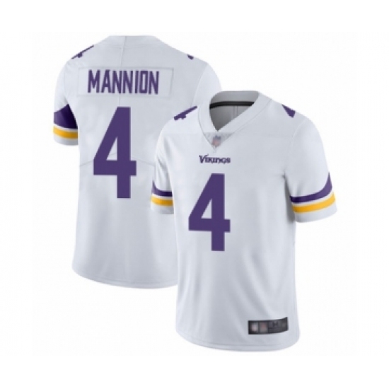 Men's Minnesota Vikings 4 Sean Mannion White Vapor Untouchable Limited Player Football Jersey