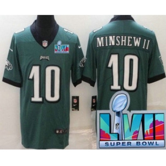 Men's Philadelphia Eagles 10 Gardner Minshew II Limited Green Super Bowl LVII Vapor Jersey