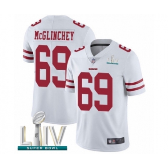 Men's San Francisco 49ers 69 Mike McGlinchey White Vapor Untouchable Limited Player Super Bowl LIV Bound Football Jersey
