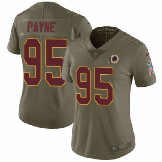 Women's Nike Washington Redskins 95 Da'Ron Payne Limited Olive 2017 Salute to Service NFL Jersey