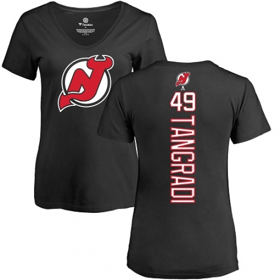 NHL Women's Adidas New Jersey Devils 49 Eric Tangradi Black Backer T-Shirt