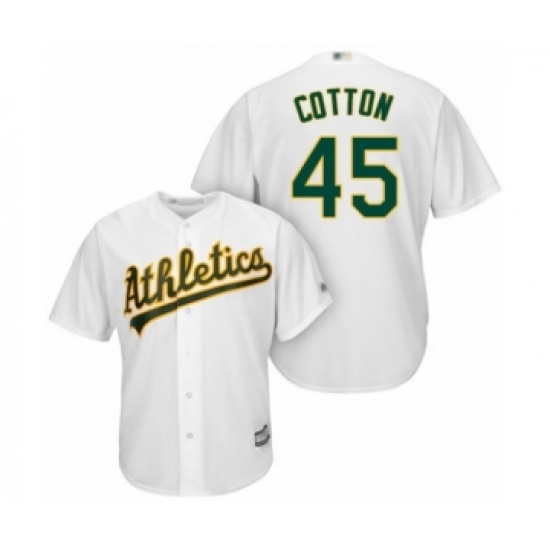 Youth Oakland Athletics 45 Jharel Cotton Authentic White Home Cool Base Baseball Player Jersey