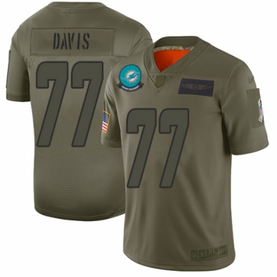Men's Miami Dolphins 77 Jesse Davis Limited Camo 2019 Salute to Service Football Jersey