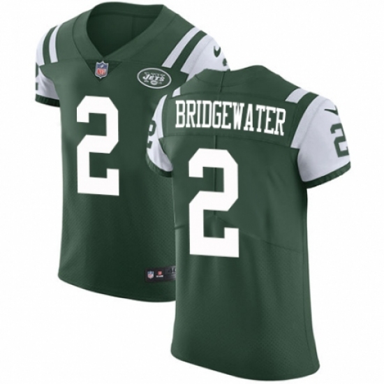 Men's Nike New York Jets 2 Teddy Bridgewater Green Team Color Vapor Untouchable Elite Player NFL Jersey