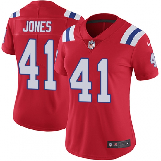 Women's Nike New England Patriots 41 Cyrus Jones Red Alternate Vapor Untouchable Limited Player NFL Jersey